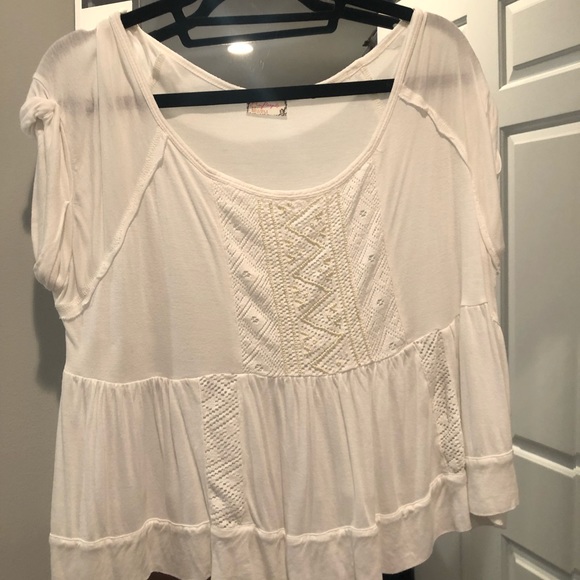 Free People White Loose Peplum , Beaded - Picture 1 of 3